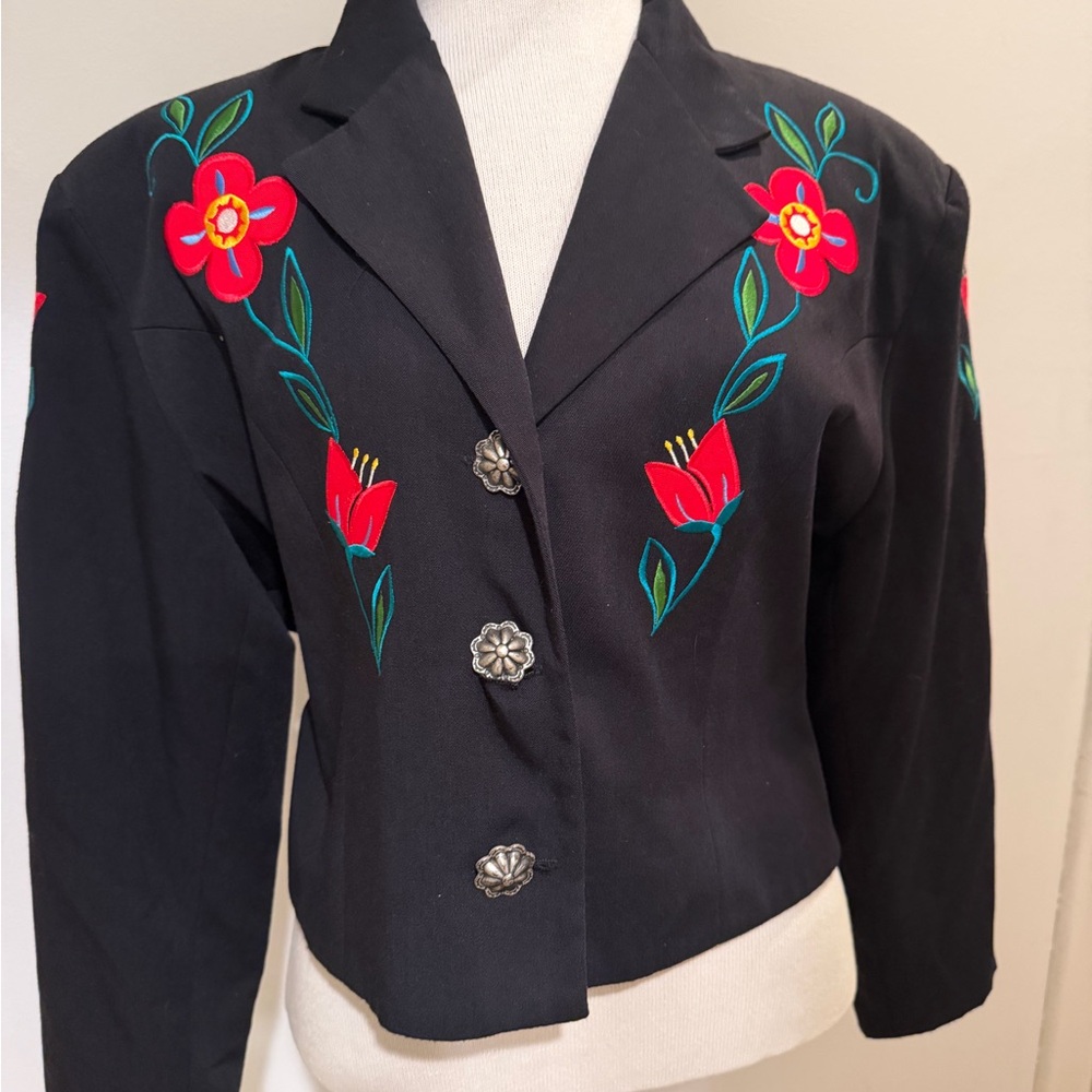Vintage New Frontier -Western Cropped floral blazer  Made In The USA blazer